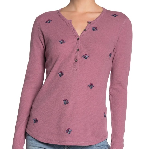 Lucky Brand Embroidered Thermal Size M - Picture 2 of 3